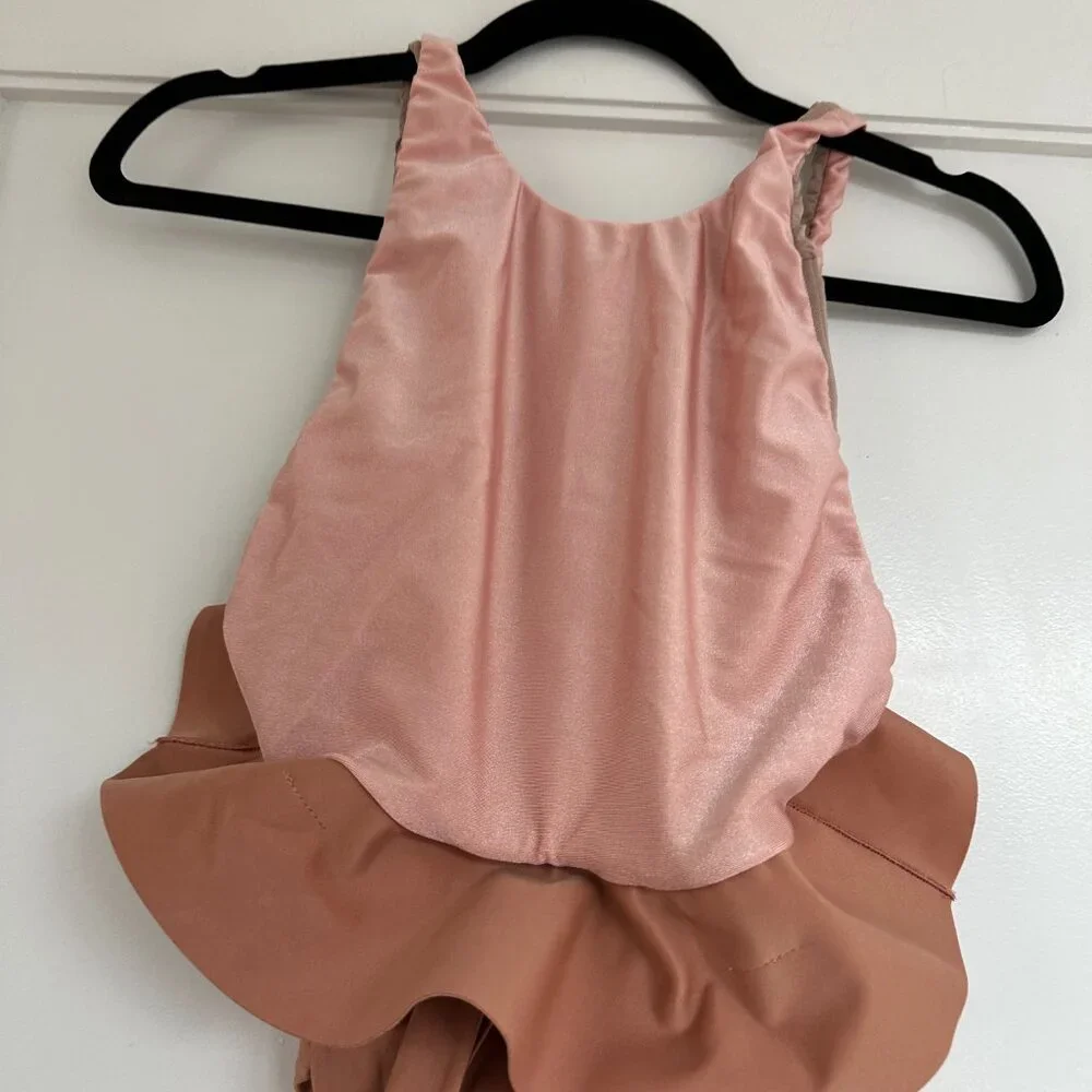 Adriana Degreas Clochard One Piece Swimsuit Bicolor Light Pink Paperbag Waist - Picture 7 of 10